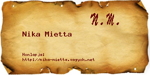 Nika Mietta névjegykártya